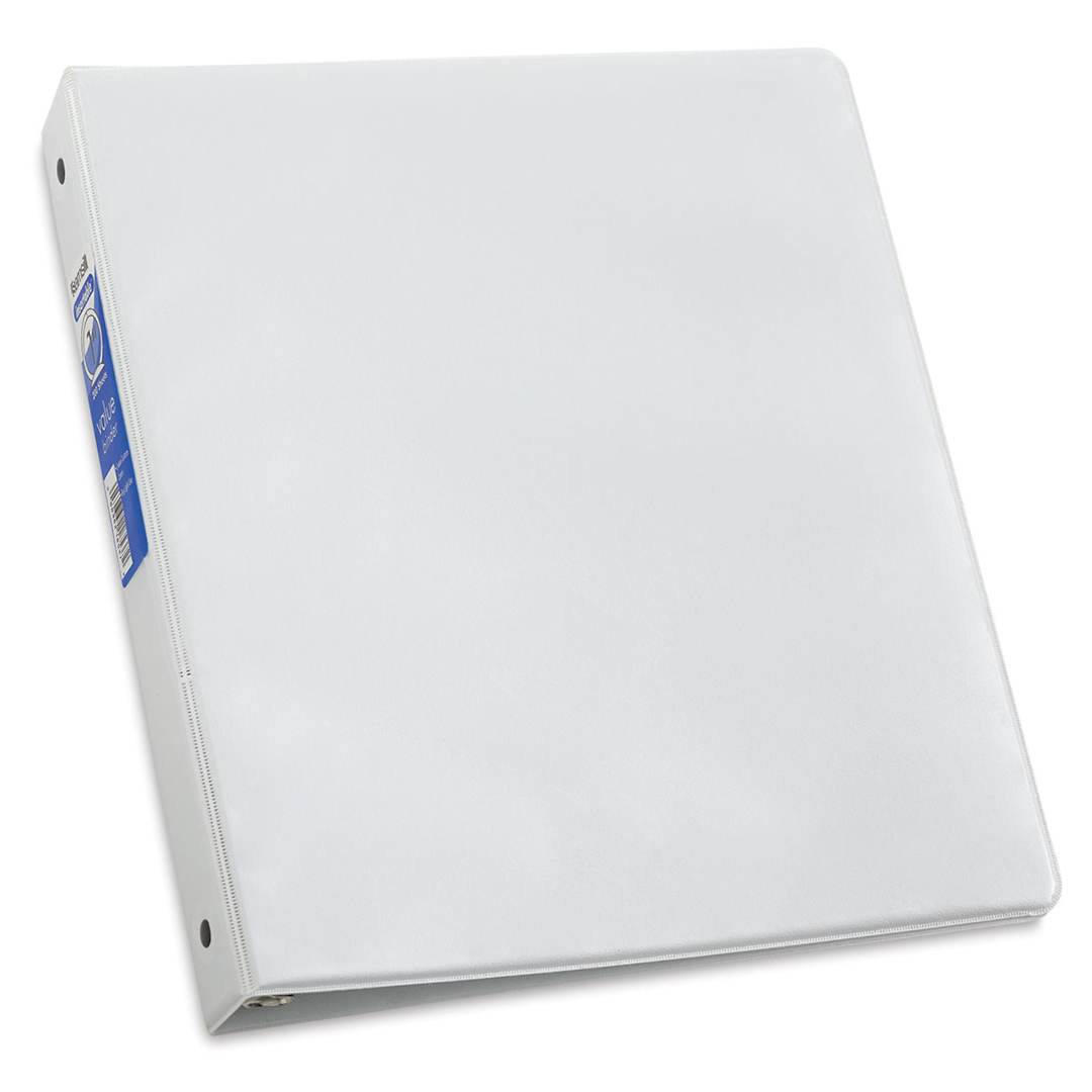 Open in modal - Economy Round Ring View Binders - Slightly angled view of closed White Binder