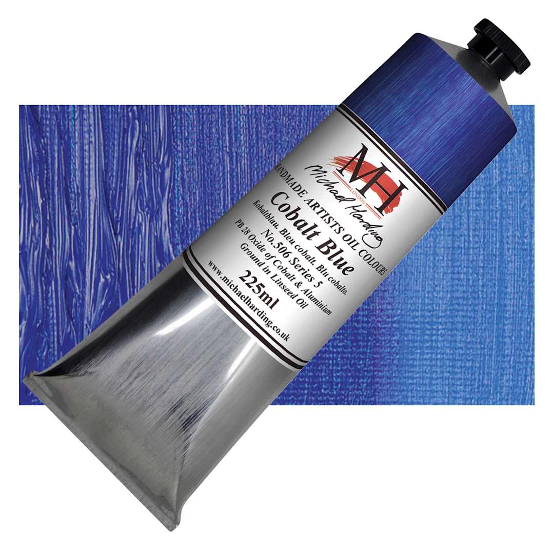 Open in modal - Michael Harding Artists Oil Paint - Cobalt Blue, 225 ml tube and swatch