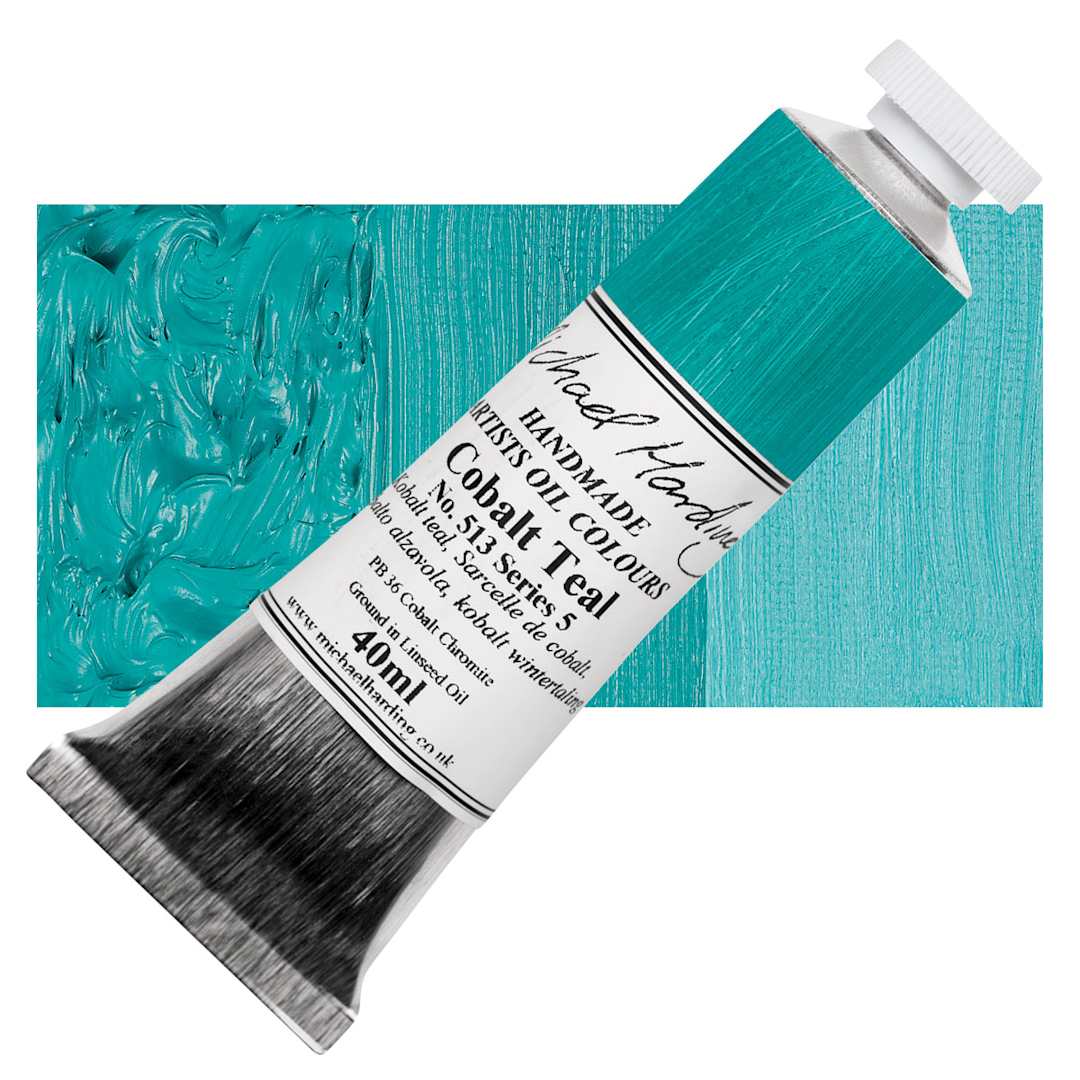Open in modal - Michael Harding Artists Oil Paint - Cobalt Teal, 40 ml tube and swatch