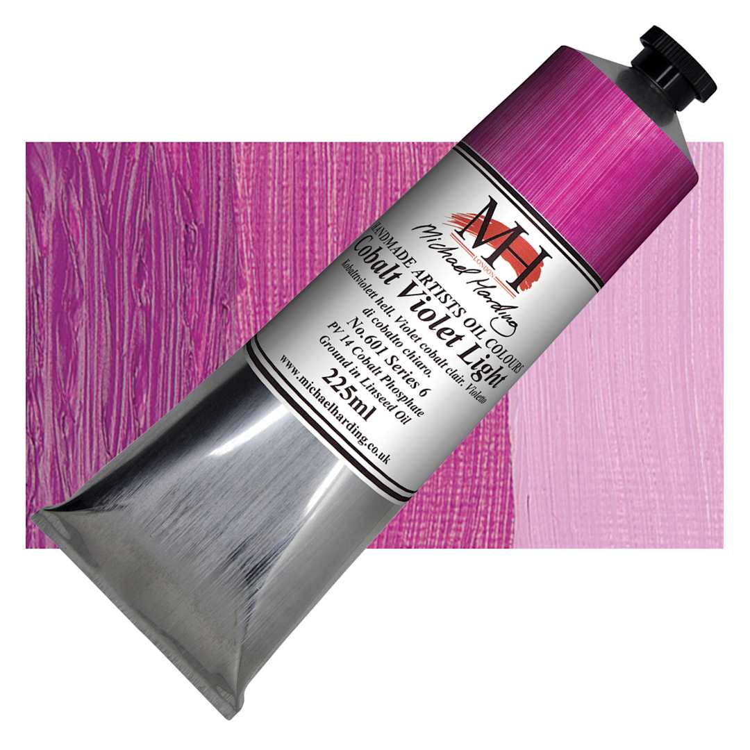 Open in modal - Michael Harding Artists Oil Paint - Cobalt Violet Light, 225 ml tube and swatch