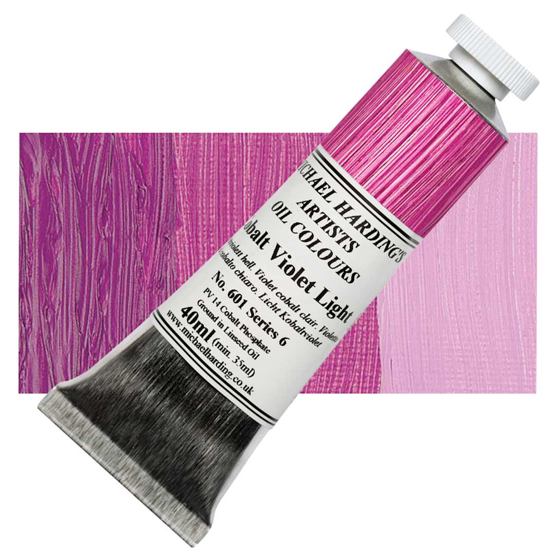Open in modal - Michael Harding Artists Oil Paint - Cobalt Violet Light, 40 ml tube and swatch