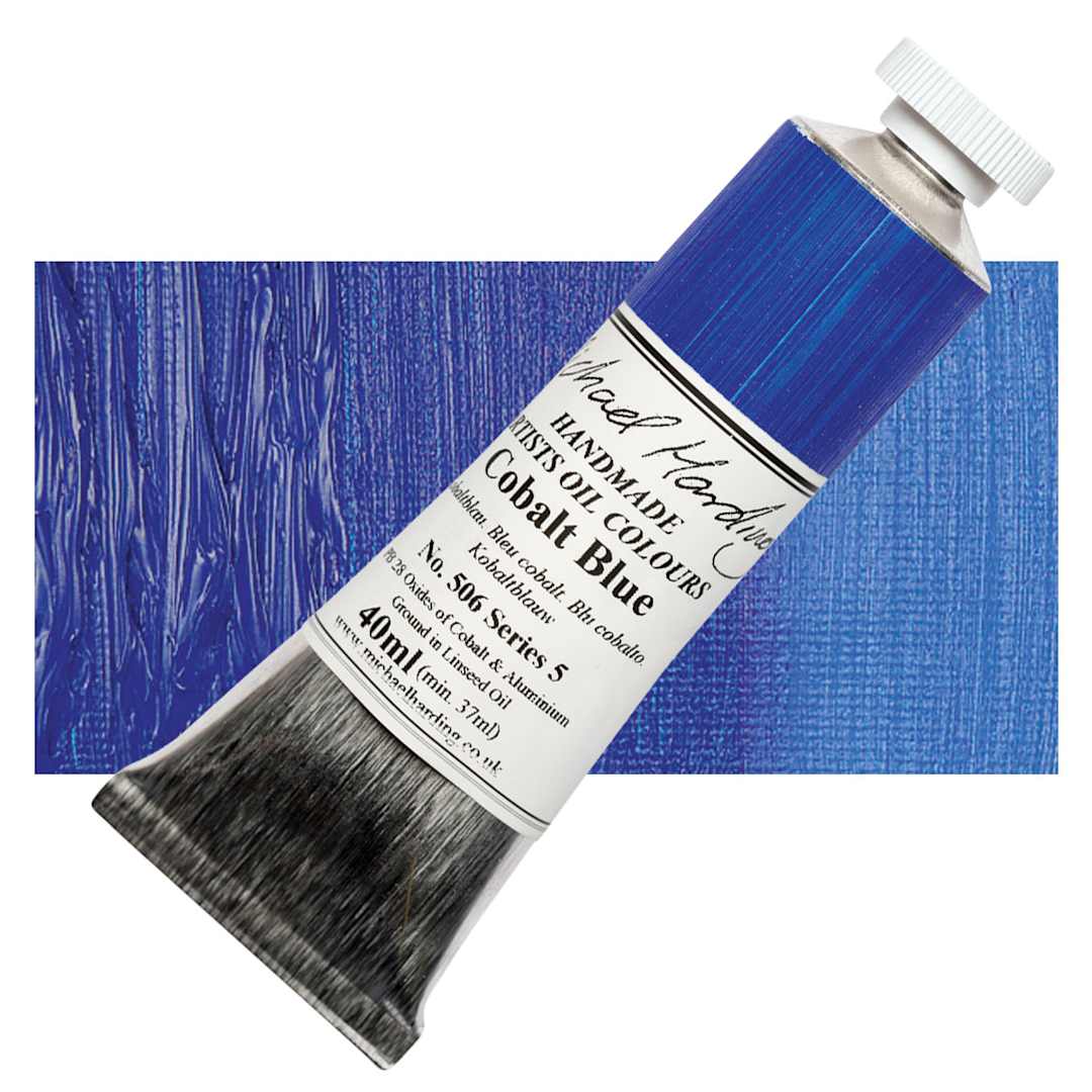 Open in modal - Michael Harding Artists Oil Paint - Cobalt Blue, 40 ml tube and swatch