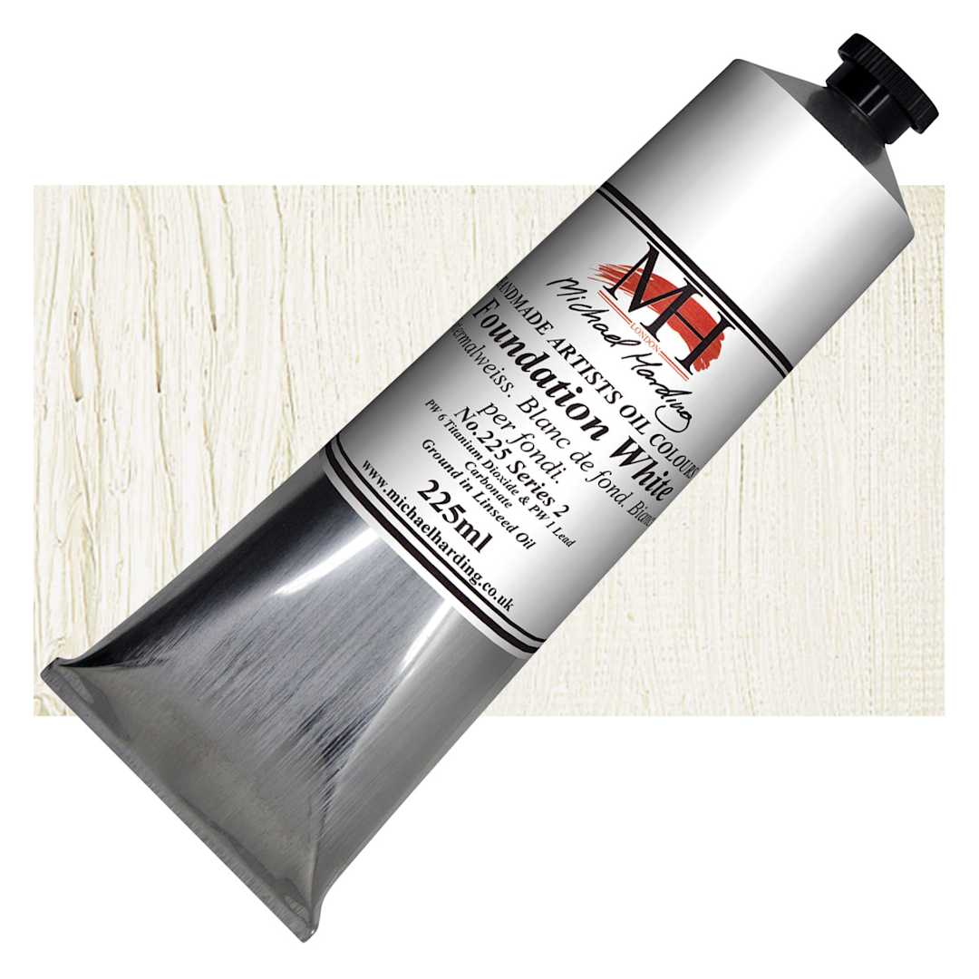 Open in modal - Michael Harding Artists Oil Paint - Foundation White, 225 ml tube and swatch