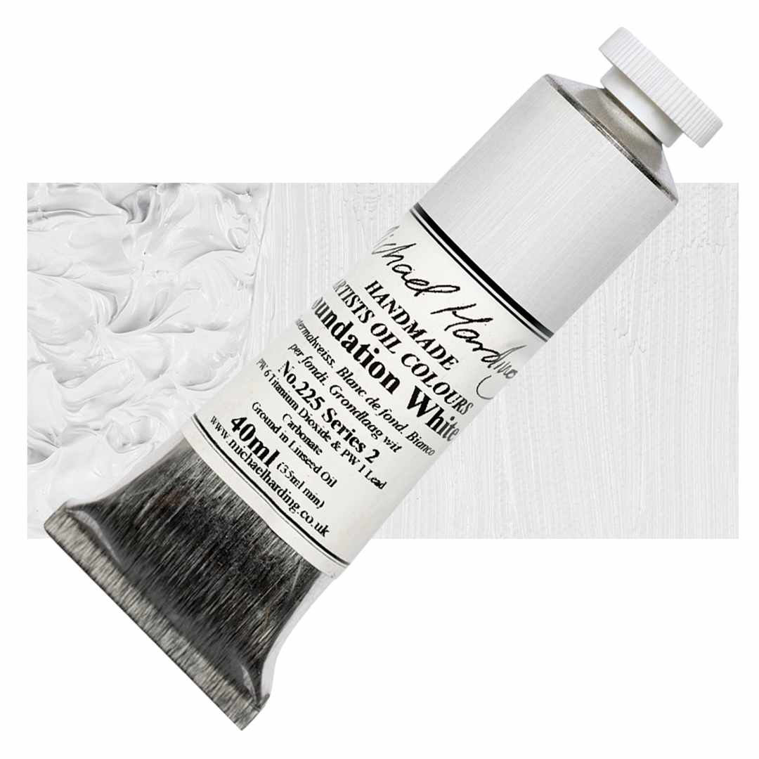 Open in modal - Michael Harding Artists Oil Paint - Foundation White, 40 ml and swatch