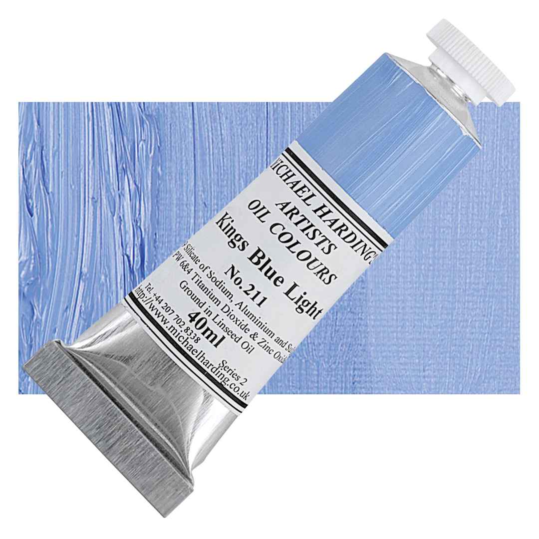 Open in modal - Michael Harding Artists Oil Paint - Kings Blue Light, 40 ml tube and swatch