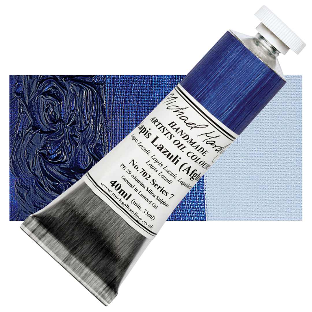 Open in modal - Michael Harding Artists Oil Paint - Lapis Lazuli, 40 ml tube and swatch