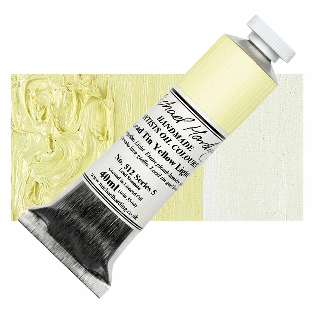 Open in modal - Michael Harding Artists Oil Paint - Lead Tin Yellow, 40 ml tube and swatch