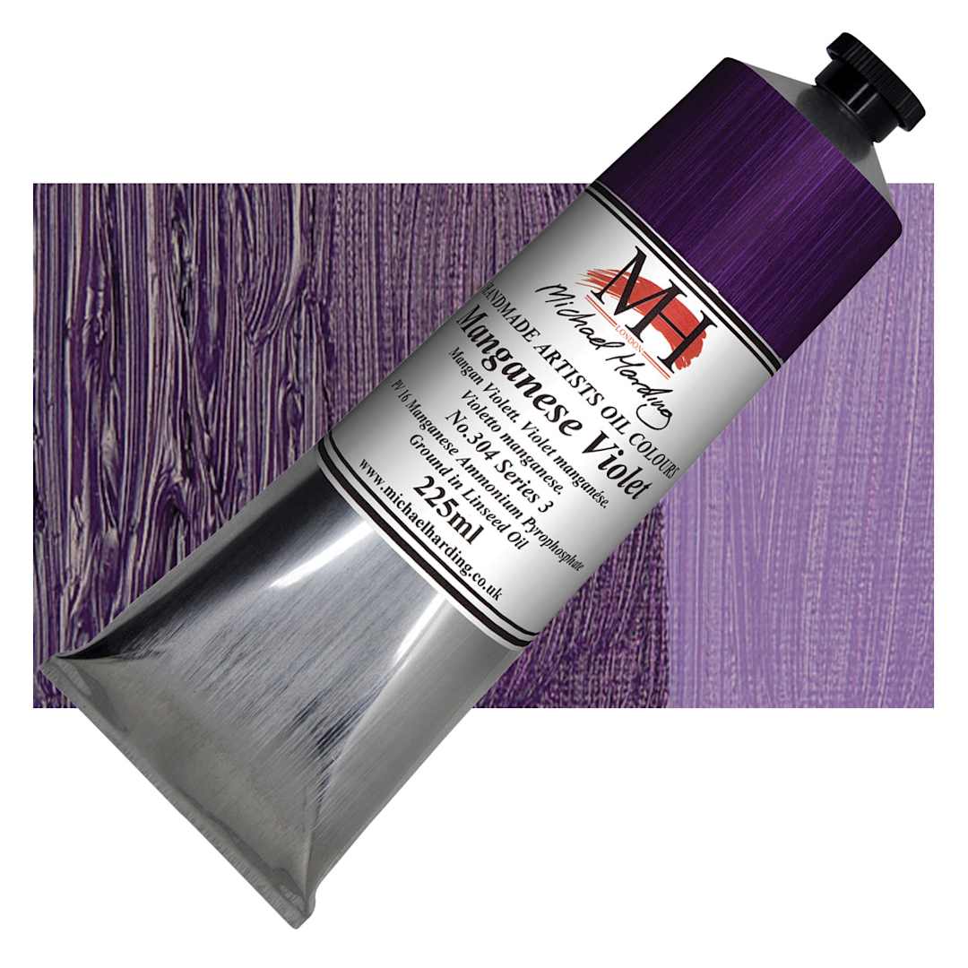 Open in modal - Michael Harding Artists Oil Paint - Manganese Violet, 225 ml tube and swatch