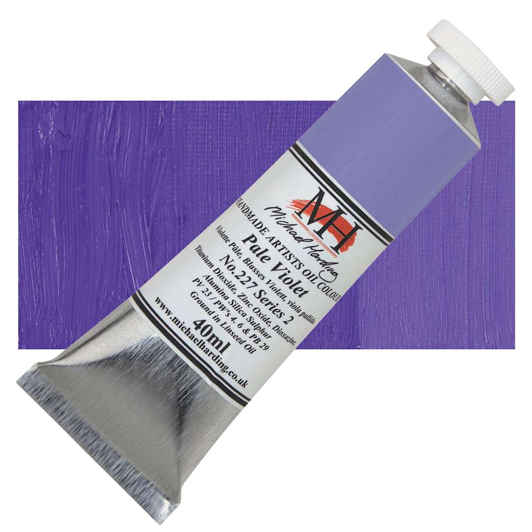 Open in modal - Michael Harding Artists Oil Paint - Pale Violet, 40 ml tube and swatch