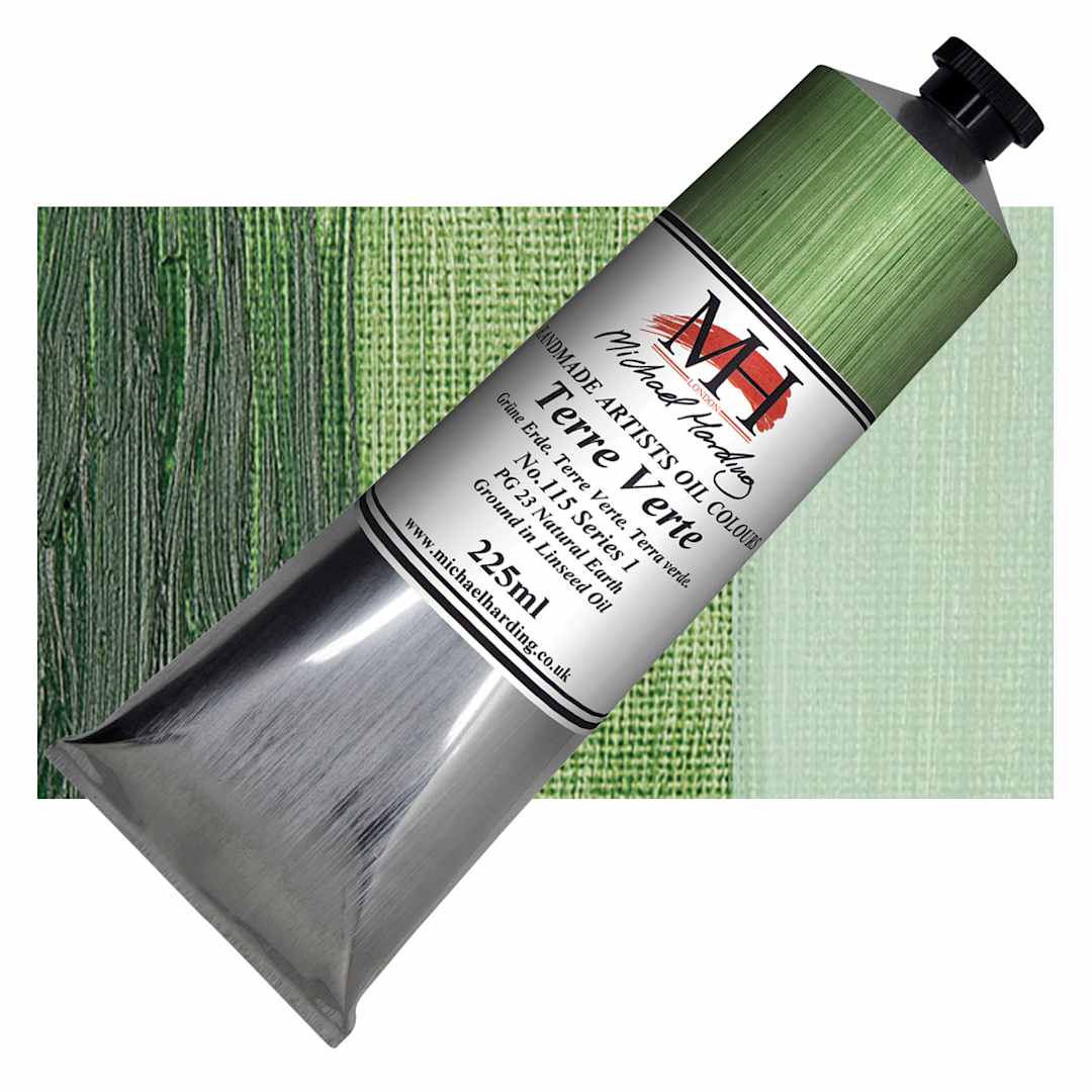 Open in modal - Michael Harding Artists Oil Paint - Terre Verte, 225 ml tube and swatch