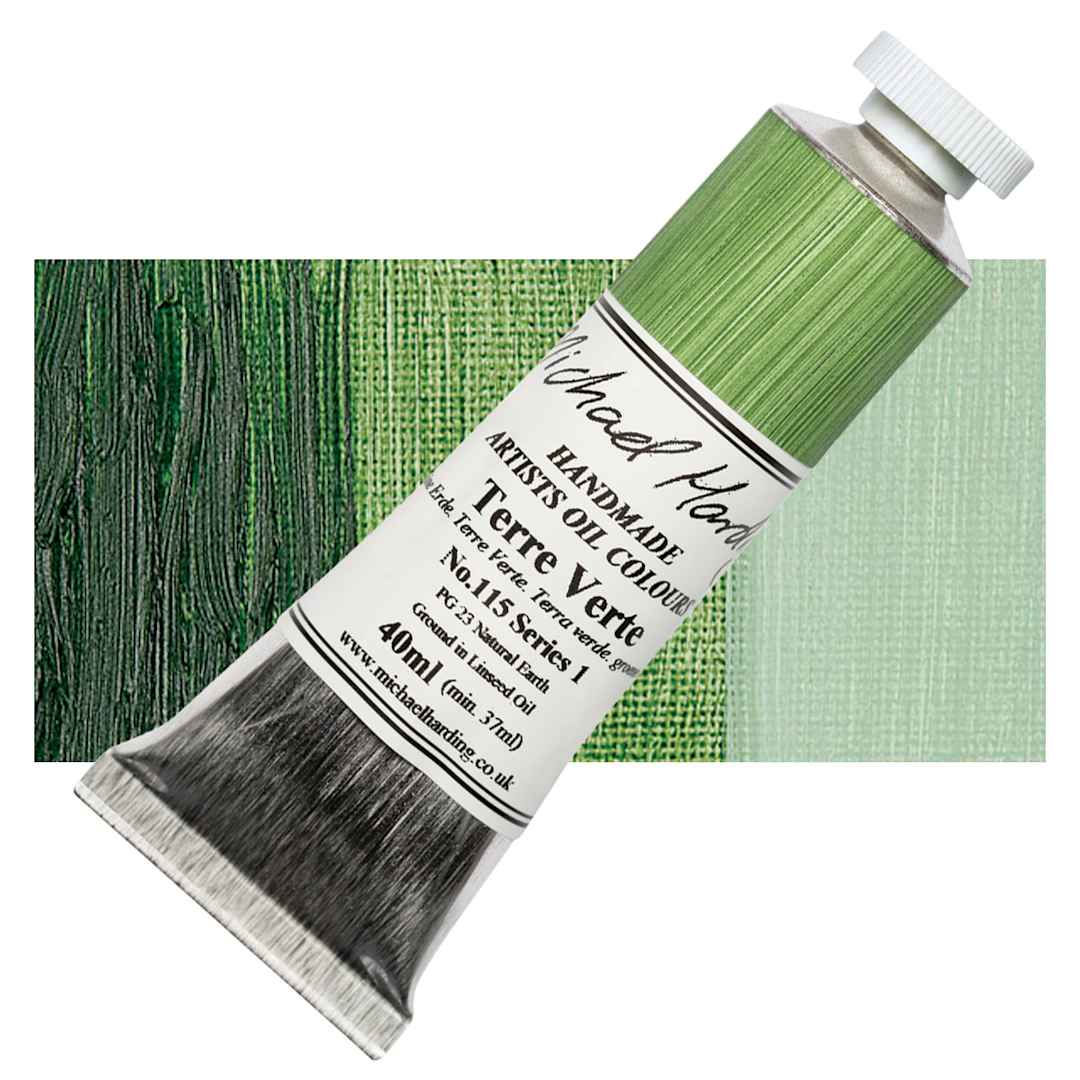 Open in modal - Michael Harding Artists Oil Paint - Terre Verte, 40 ml tube and swatch