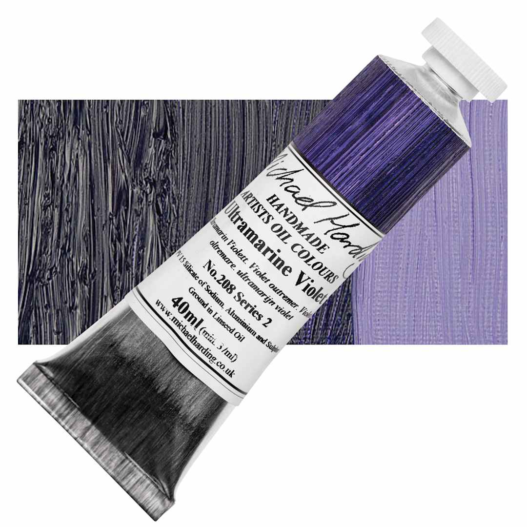 Open in modal - Michael Harding Artists Oil Paint - Ultramarine Violet, 40 ml tube and swatch