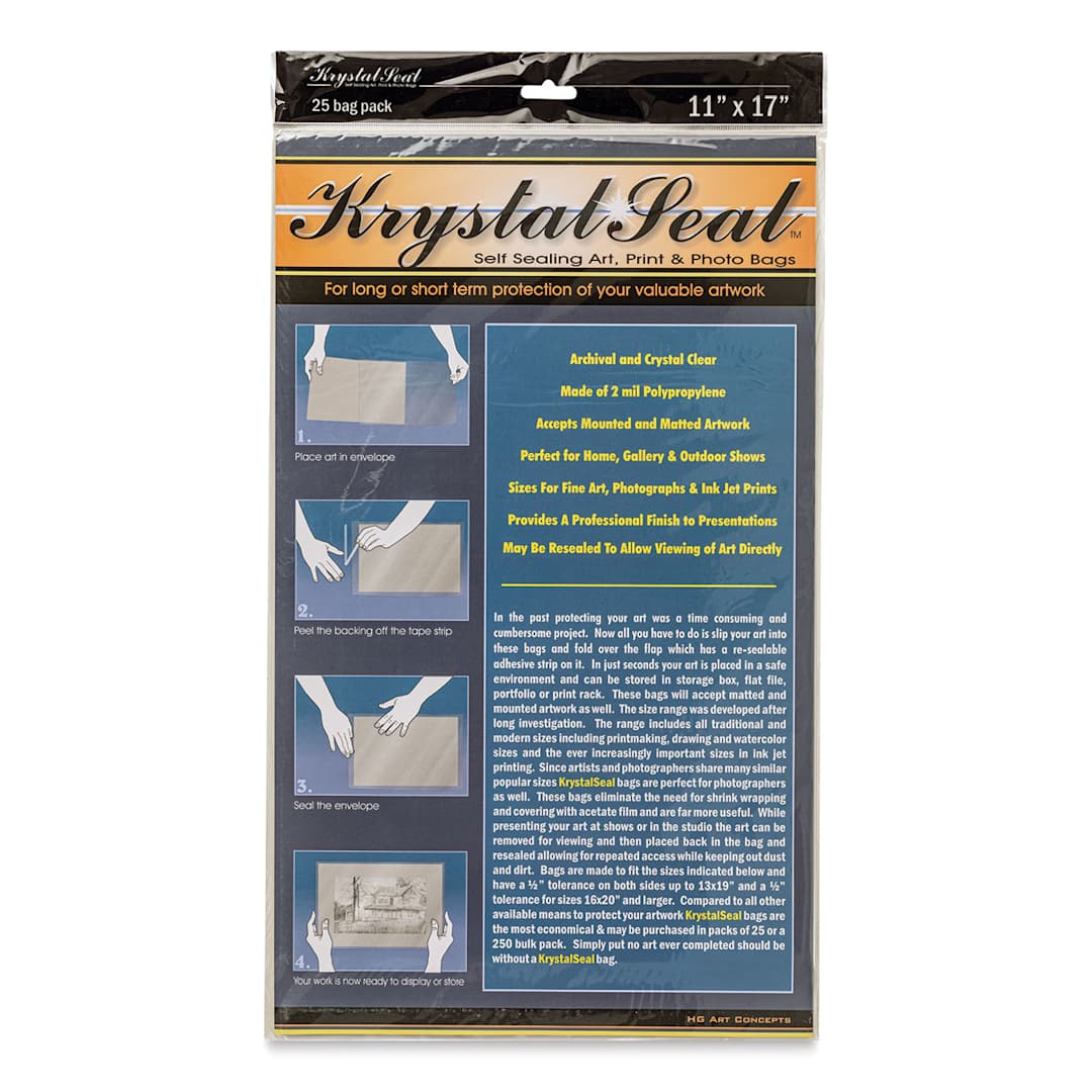 Open in modal - Krystal Seal Self-Sealing Art, Print, and Photo Bag Pack - 11" x 17", Pkg of 25