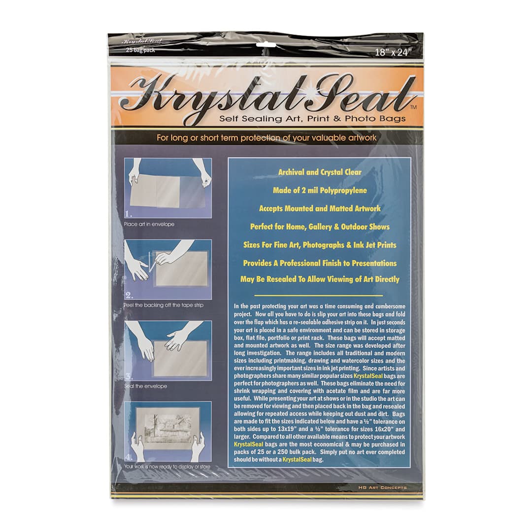 Open in modal - Krystal Seal Self-Sealing Art, Print, and Photo Bag Pack - 18" x 24", Pkg of 25