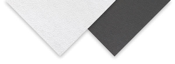 Open in modal - Crescent No. 34 Double-Sided Pebble Embossed Matboard - Closeup of corners of White/Black board