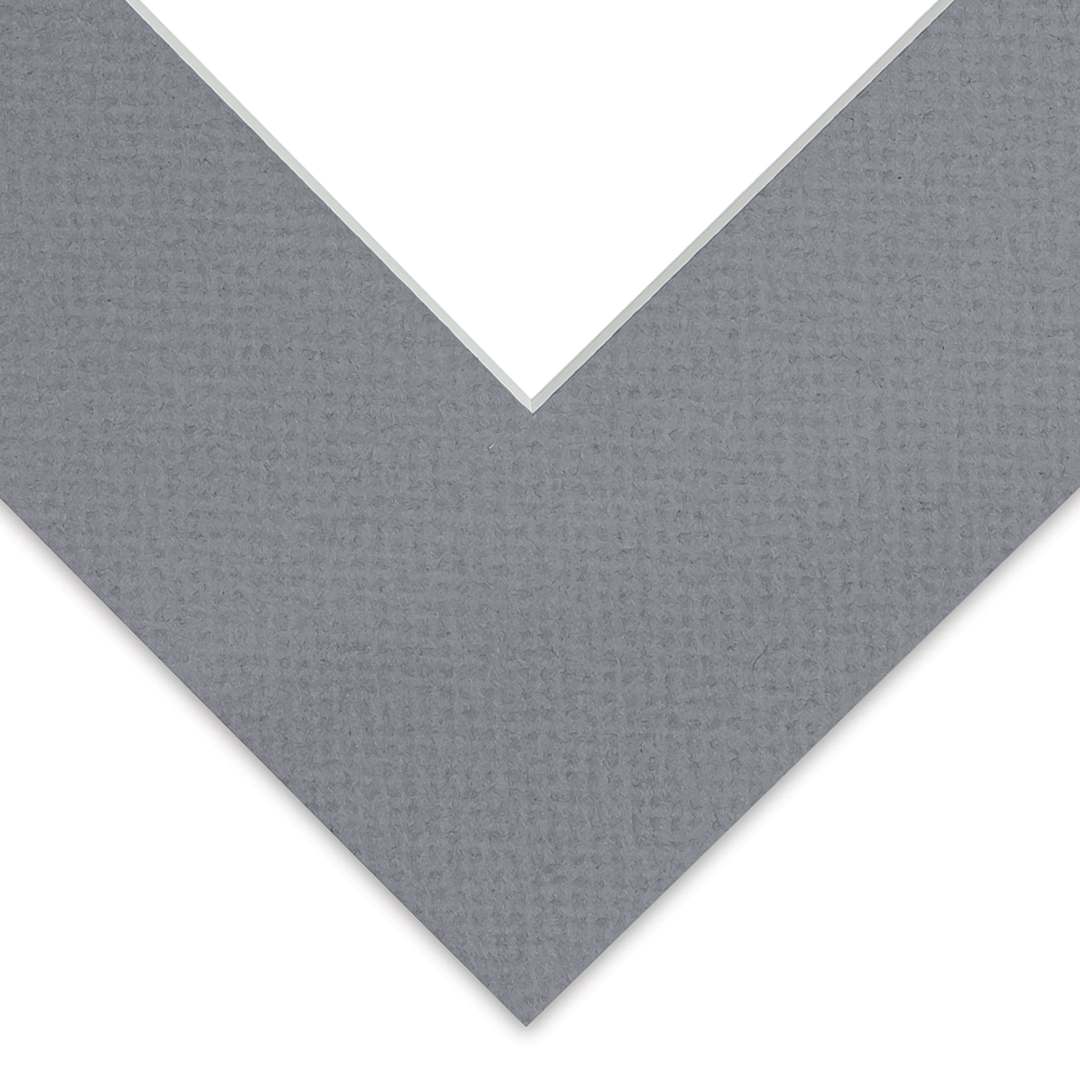 Open in modal - Blick Pre-Cut Mat - Bar Harbor Gray, 8" x 8" (3-3/4" x 3-3/4" Opening) close-up of corner