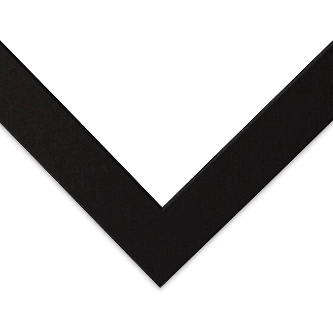 Open in modal - Blick Black Core Pre-Cut Mat - 8" x 10" w/ 5-3/4" x 7-3/4" opening - close-up of corner