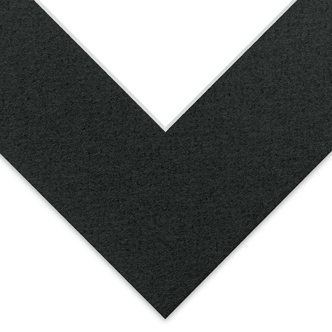 Open in modal - Blick Pre-Cut Mat - Raven Black, 8" x 10" (3-3/4" x 5-3/4" Opening) close-up of corner