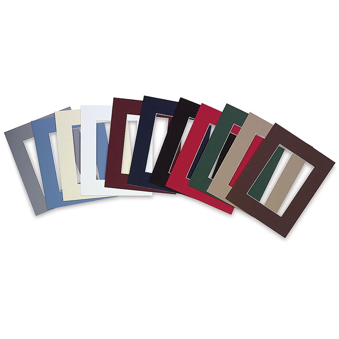 Open in modal - Blick White Core Pre-Cut Mats - colors shown in fan for comparison