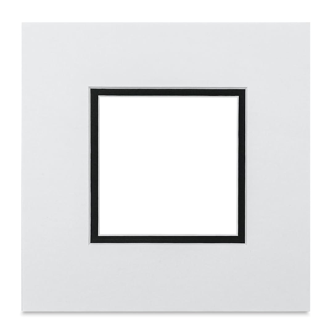 Open in modal - Blick Double Mat - Smooth White over Smooth Black, 8" x 8" (3-1/2" x 3-1/2" opening)
