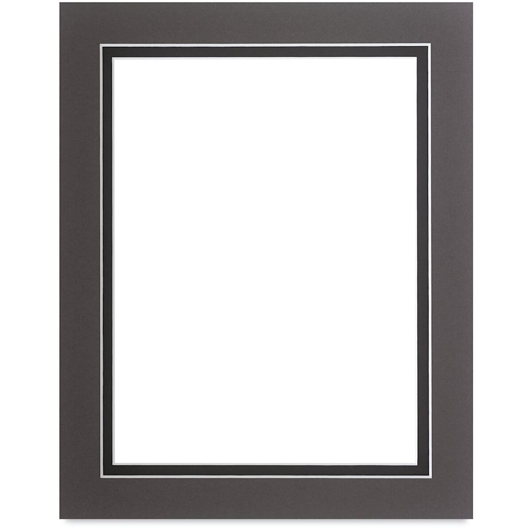 Open in modal - Blick Double Mat - Cinder over Smooth Black, 8" x 10" (6" x 8" opening)