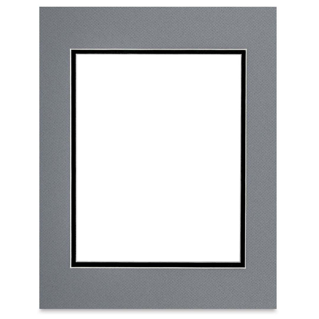Open in modal - Blick Double Mat - Bar Harbor Gray / Raven Black, 11" x 14" (7-1/2" x 9-1/2" Opening)