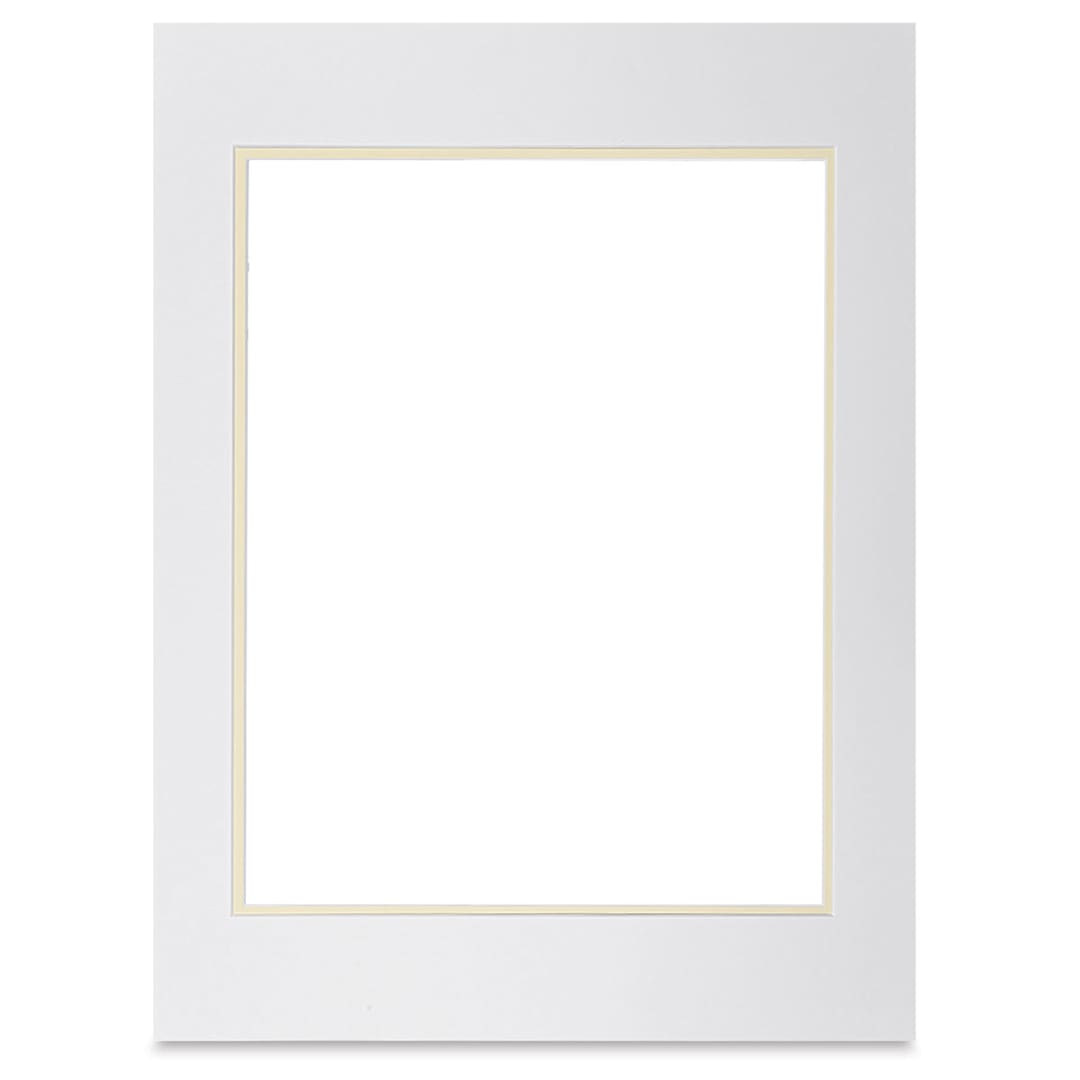 Open in modal - Blick Double Mat - Manor White / Ecru, 18" x 24" (13-1/2" x 17-1/2" Opening)