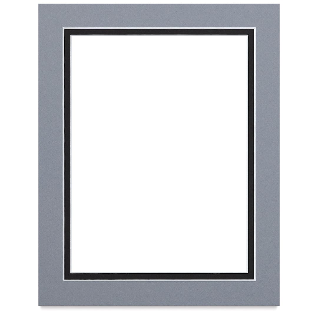 Open in modal - Blick Double Mat - Bar Harbor Gray / Smooth Black, 8" x 10" (5" x 7" opening)