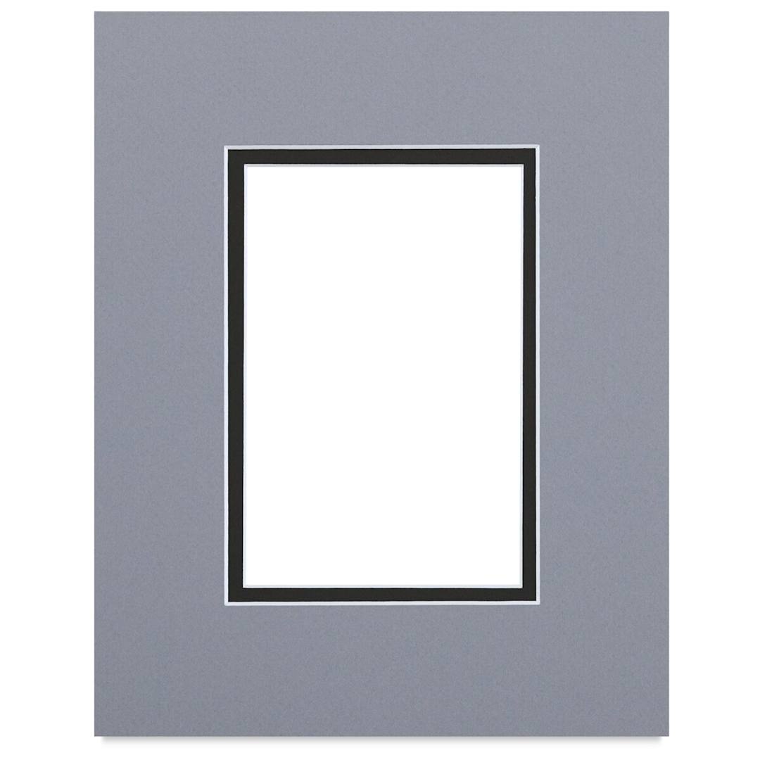 Open in modal - Blick Double Mat - Bar Harbor Gray / Smooth Black, 8" x 10" (3-1/2" x 5-1/2" opening)
