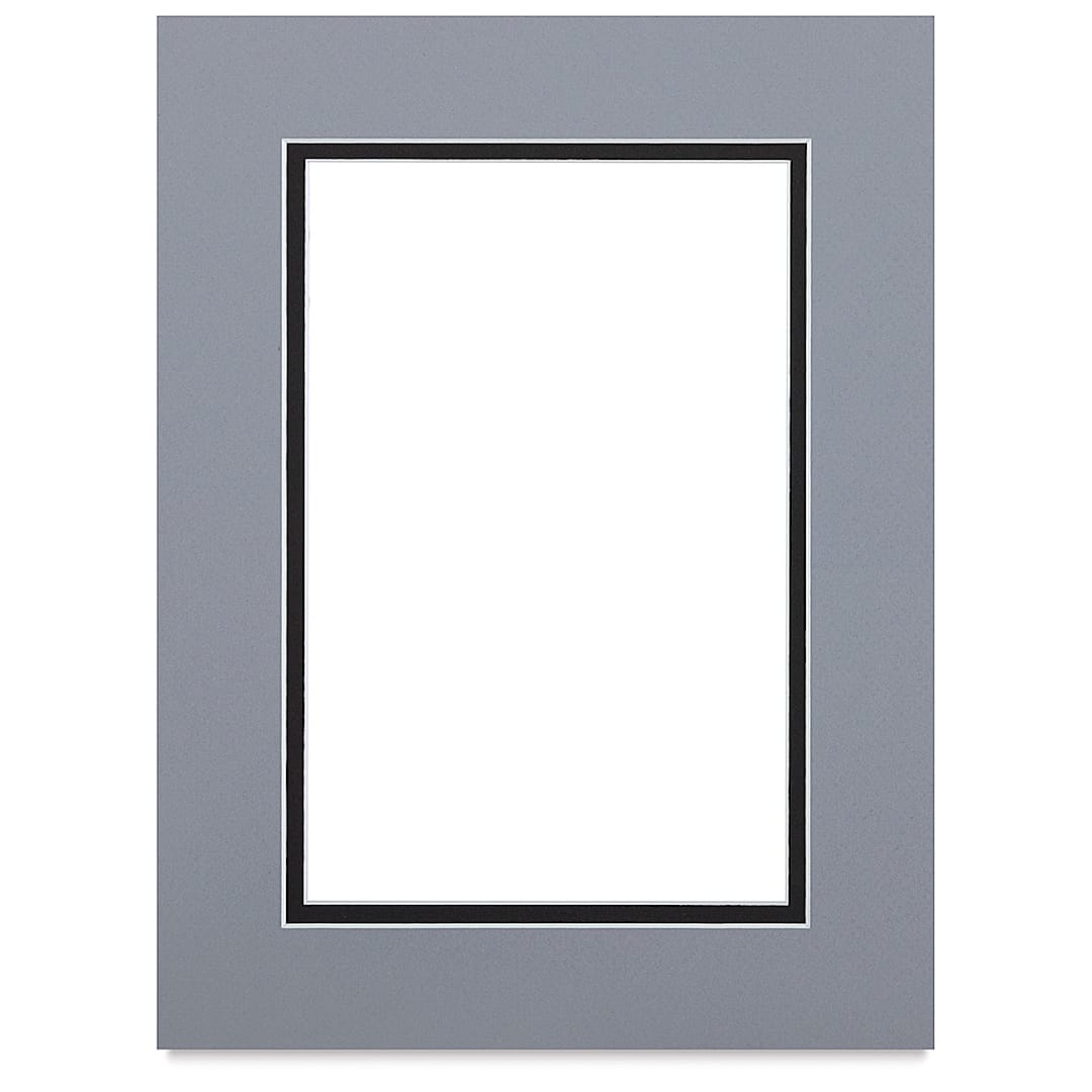 Open in modal - Blick Double Mat - Bar Harbor Gray / Raven Black, 9" x 12" (5-1/2" x 8-1/2" Opening)