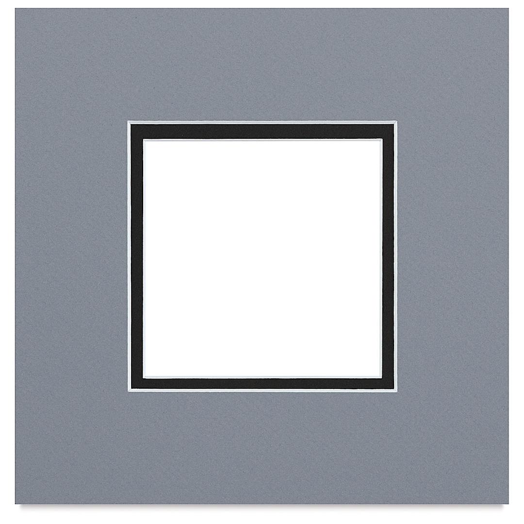 Open in modal - Blick Double Mat - Bar Harbor Gray / Smooth Black, 8" x 8" (3-1/2" x 3-1/2" opening)