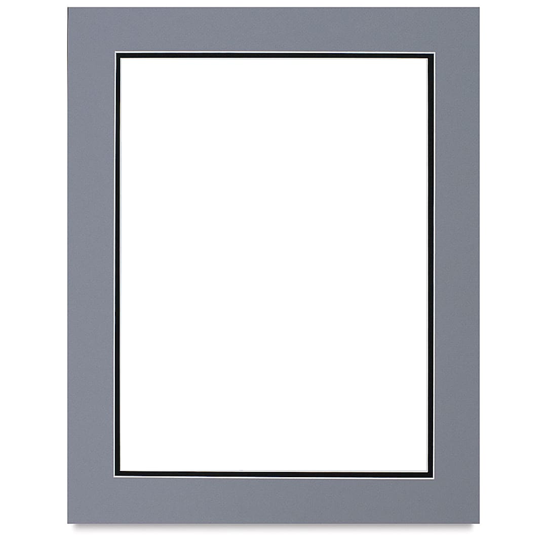 Open in modal - Blick Double Mat - Bar Harbor Gray / Smooth Black, 16" x 20" (11-3/4" x 15-3/4") opening