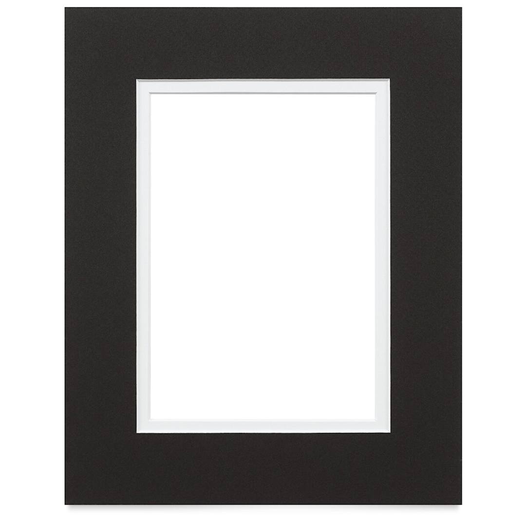 Open in modal - Blick Double Mat - Raven Black / Manor White, 8" x 10" (4-1/2" x 6-1/2" Opening)