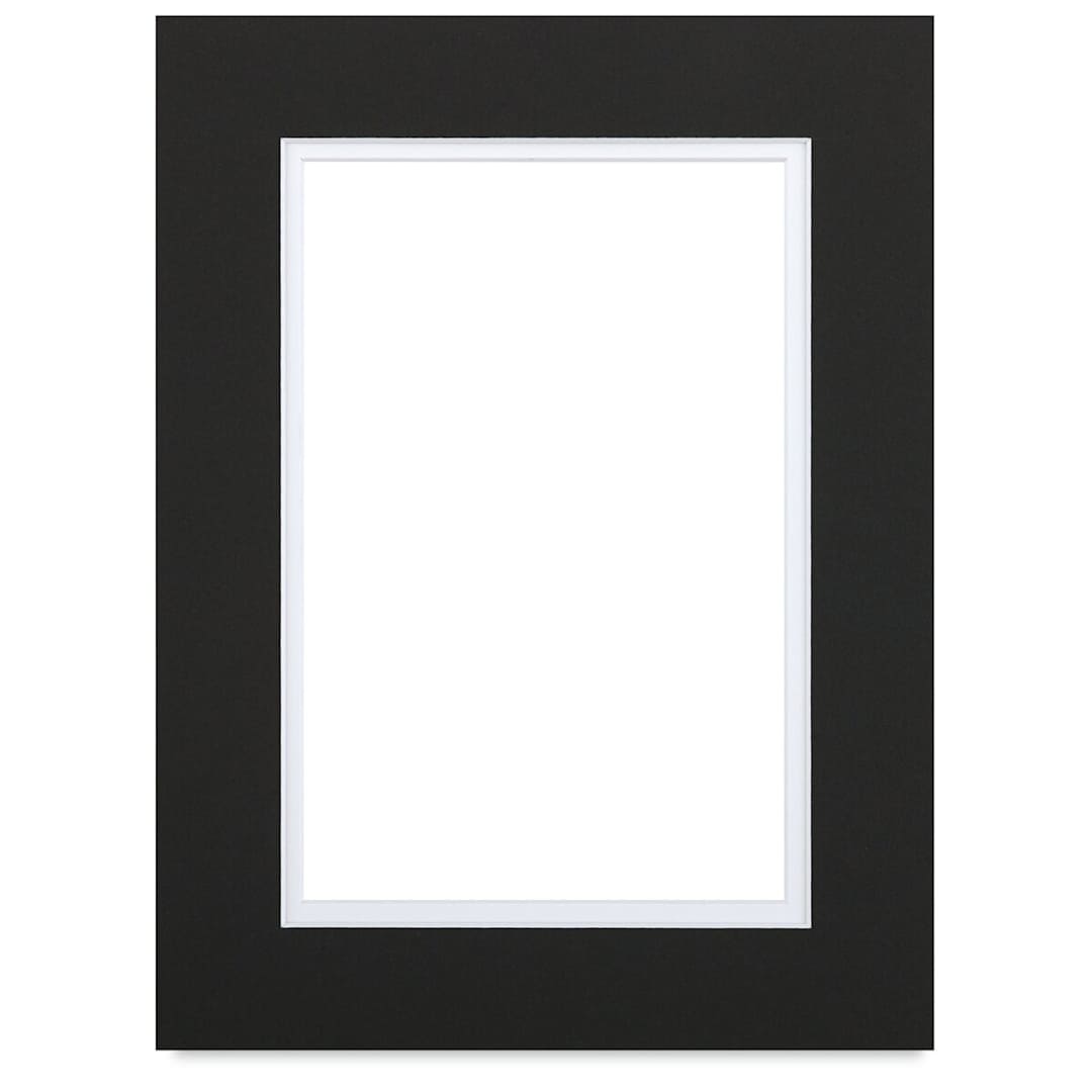 Open in modal - Blick Double Mat - Raven Black / Manor White, 11" x 14" (7-1/2" x 9-1/2" Opening)