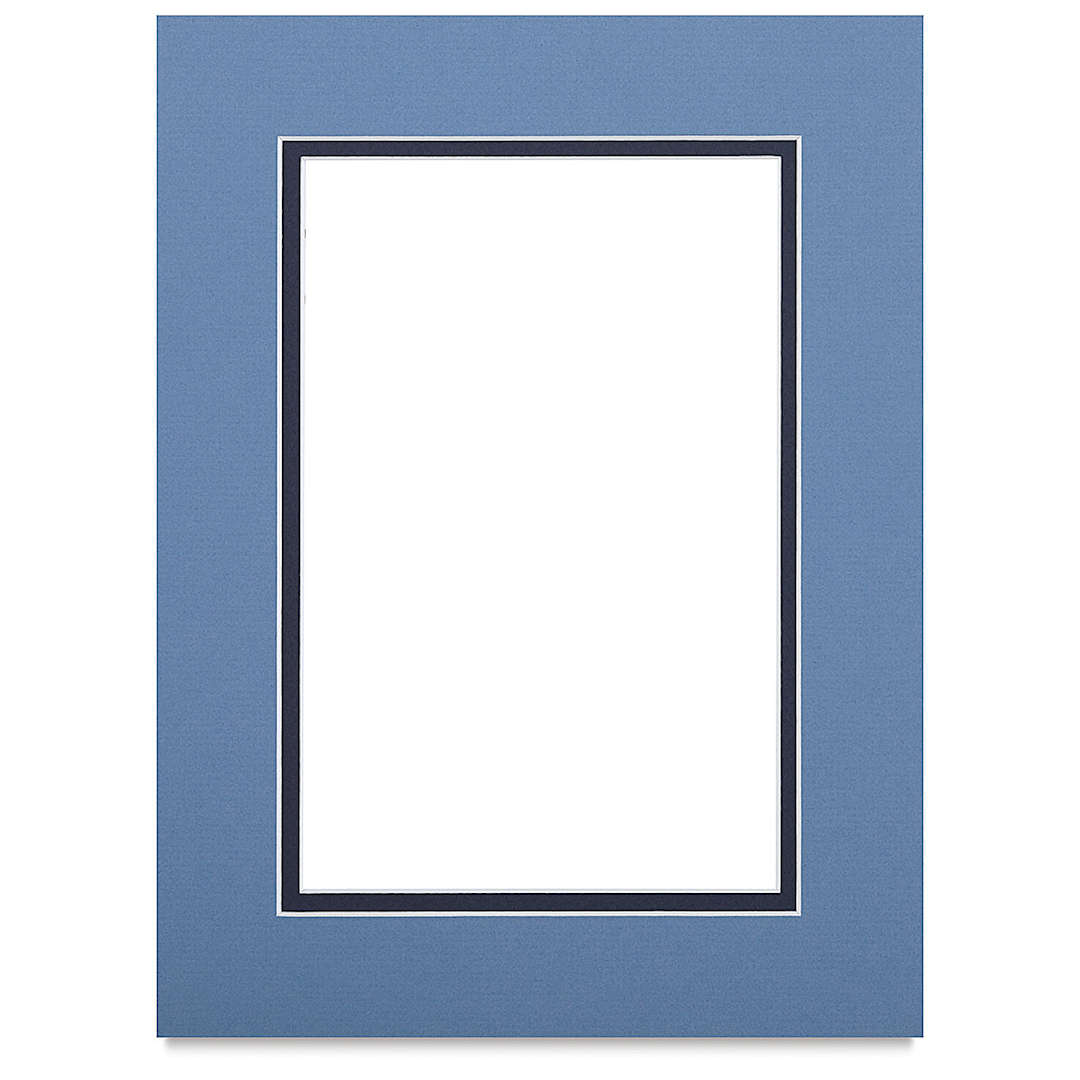 Open in modal - Blick Double Mat - Biscay Blue / Newport Blue, 9" x 12" (5-1/2" x 8-1/2" Opening)