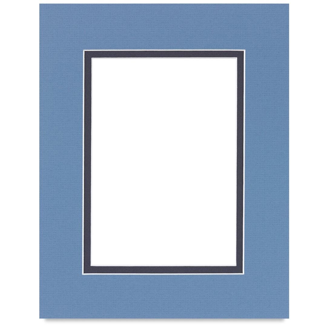 Open in modal - Blick Double Mat - Biscay Blue / Newport Blue, 8" x 10" (4-1/2" x 6-1/2" Opening)