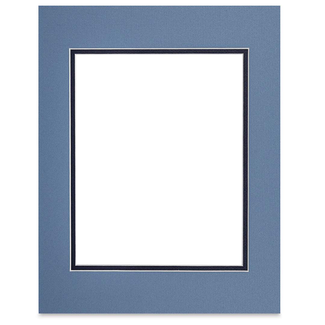 Open in modal - Blick Double Mat - Biscay Blue / Newport Blue, 11" x 14" (7-1/2" x 9-1/2" Opening)
