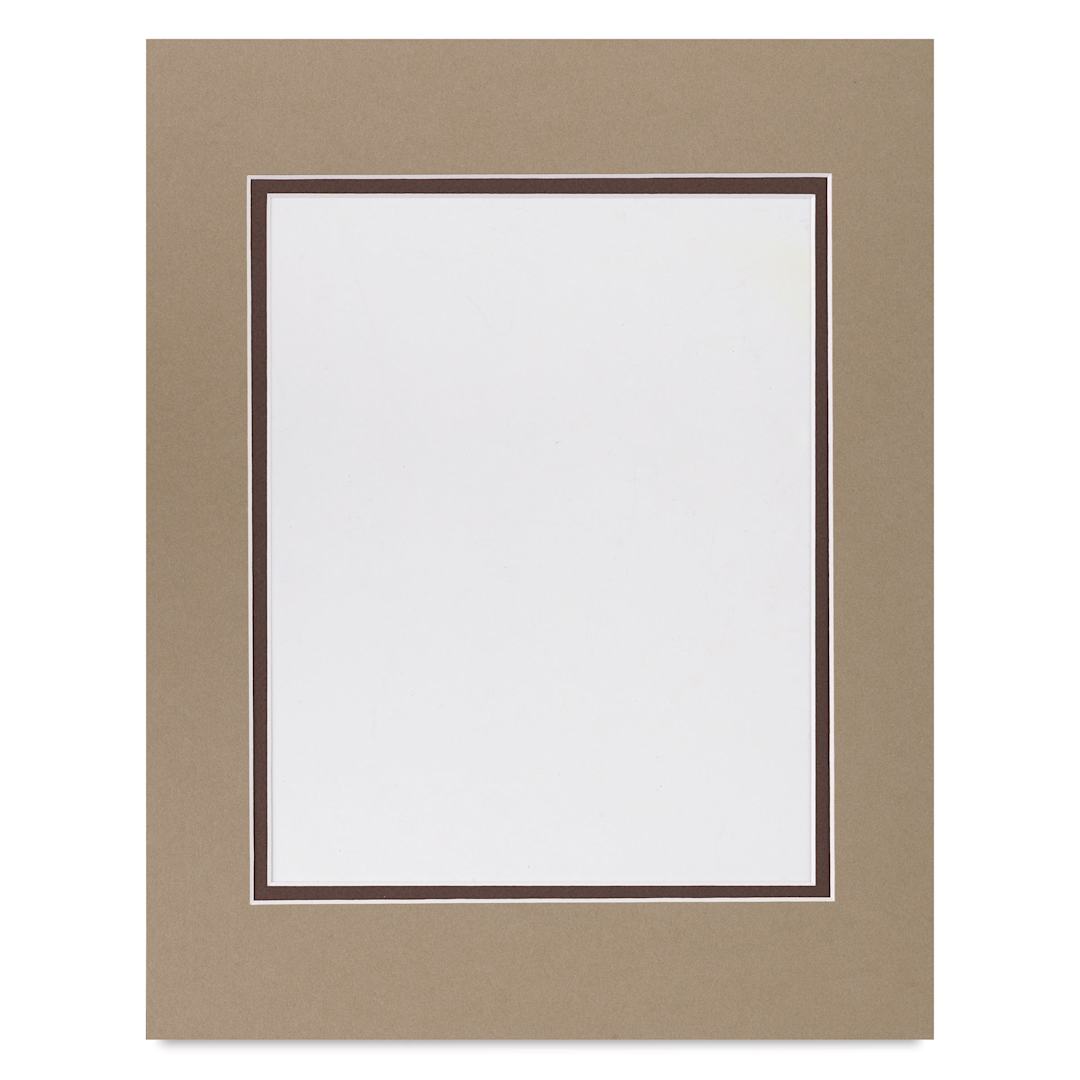 Open in modal - Blick Double Mat - Umbra / Weatherwood, 11" x 14" (7-1/2" x 9-1/2" Opening)