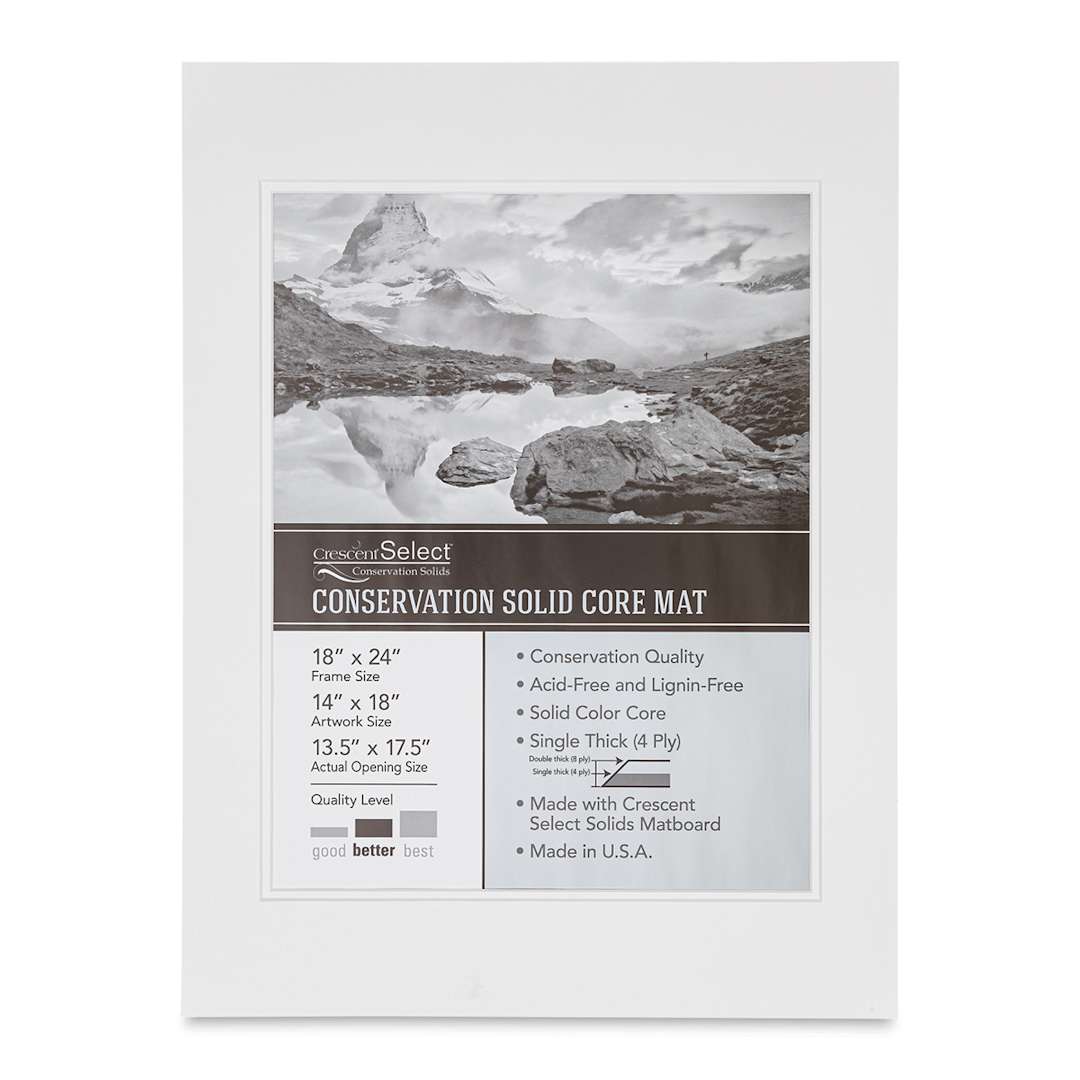 Open in modal - Crescent Select Conservation Solids Pre-Cut Double Mat - Vivid White/Vivid White, 4 ply, 18" x 24"