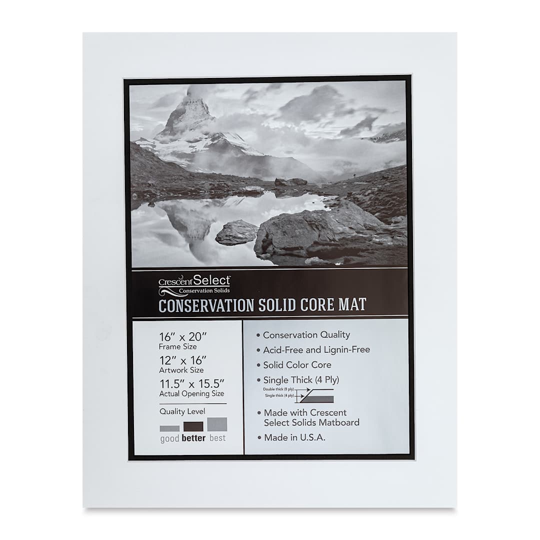Open in modal - Crescent Select Conservation Solids Pre-Cut Double Mat - Vivid White/Deep Black, 4 ply, 16" x 20"