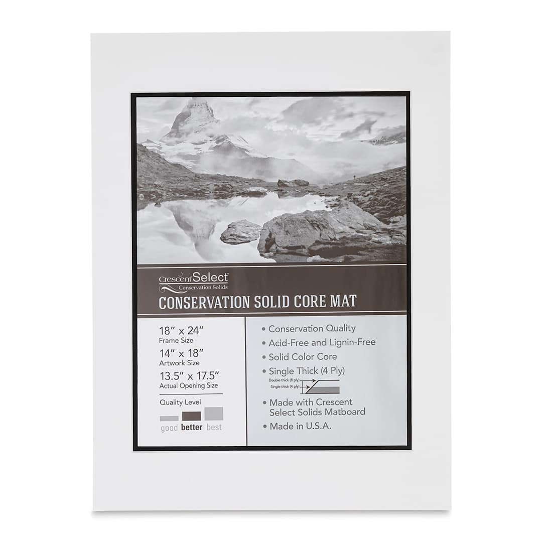 Open in modal - Crescent Select Conservation Solids Pre-Cut Double Mat - Vivid White/Deep Black, 4 ply, 18" x 24"