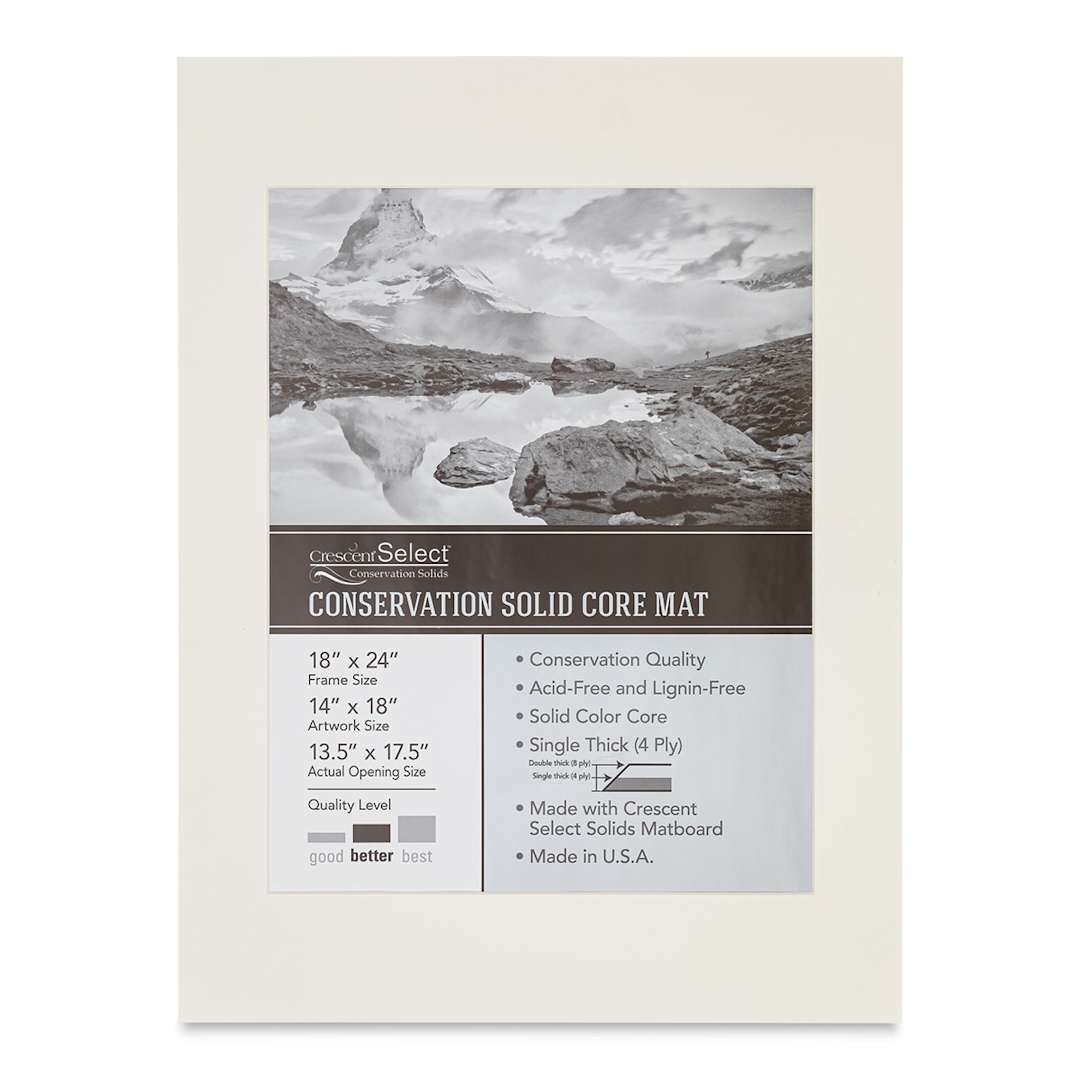 Open in modal - Crescent Select Conservation Solids Pre-Cut Mat - Antique White, 4 ply, 18" x 24"