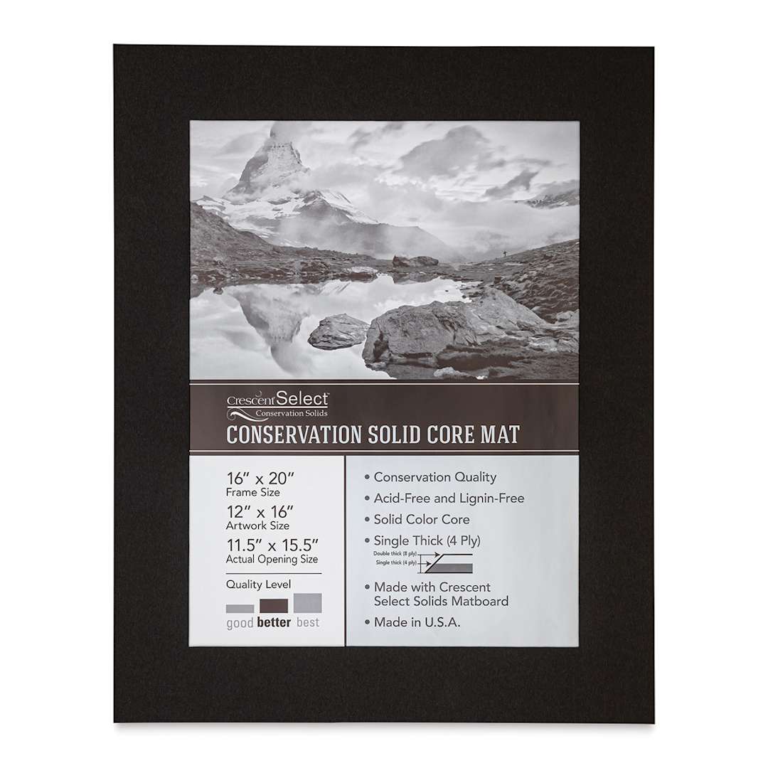 Open in modal - Crescent Select Conservation Solids Pre-Cut Mat - Deep Black, 4 ply, 16" x 20"