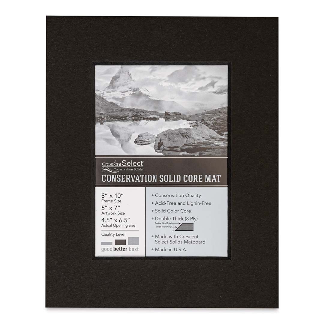 Open in modal - Crescent Select Conservation Solids Pre-Cut Mat - Deep Black, 8 ply, 8" x 10"