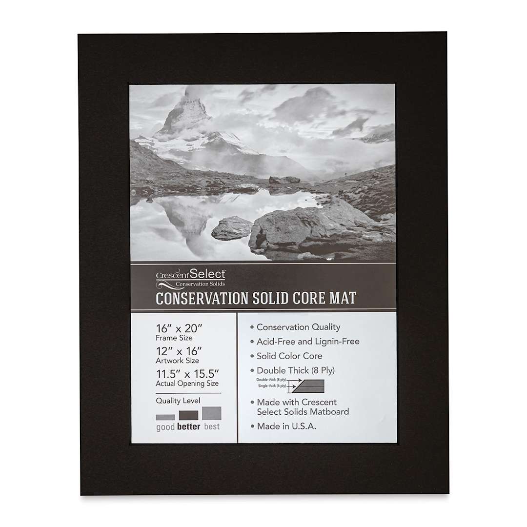 Open in modal - Crescent Select Conservation Solids Pre-Cut Mat - Deep Black, 8 ply, 16" x 20"
