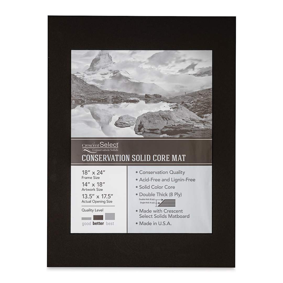 Open in modal - Crescent Select Conservation Solids Pre-Cut Mat - Deep Black, 8 ply, 18" x 24"