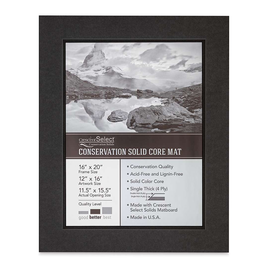 Open in modal - Crescent Select Conservation Solids Pre-Cut Double Mat - Dark Gray/Deep Black, 4 ply, 16" x 20"
