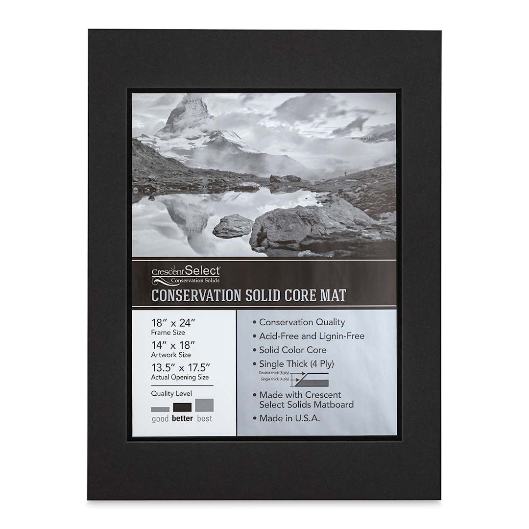 Open in modal - Crescent Select Conservation Solids Pre-Cut Double Mat - Dark Gray/Deep Black, 4 ply, 18" x 24"