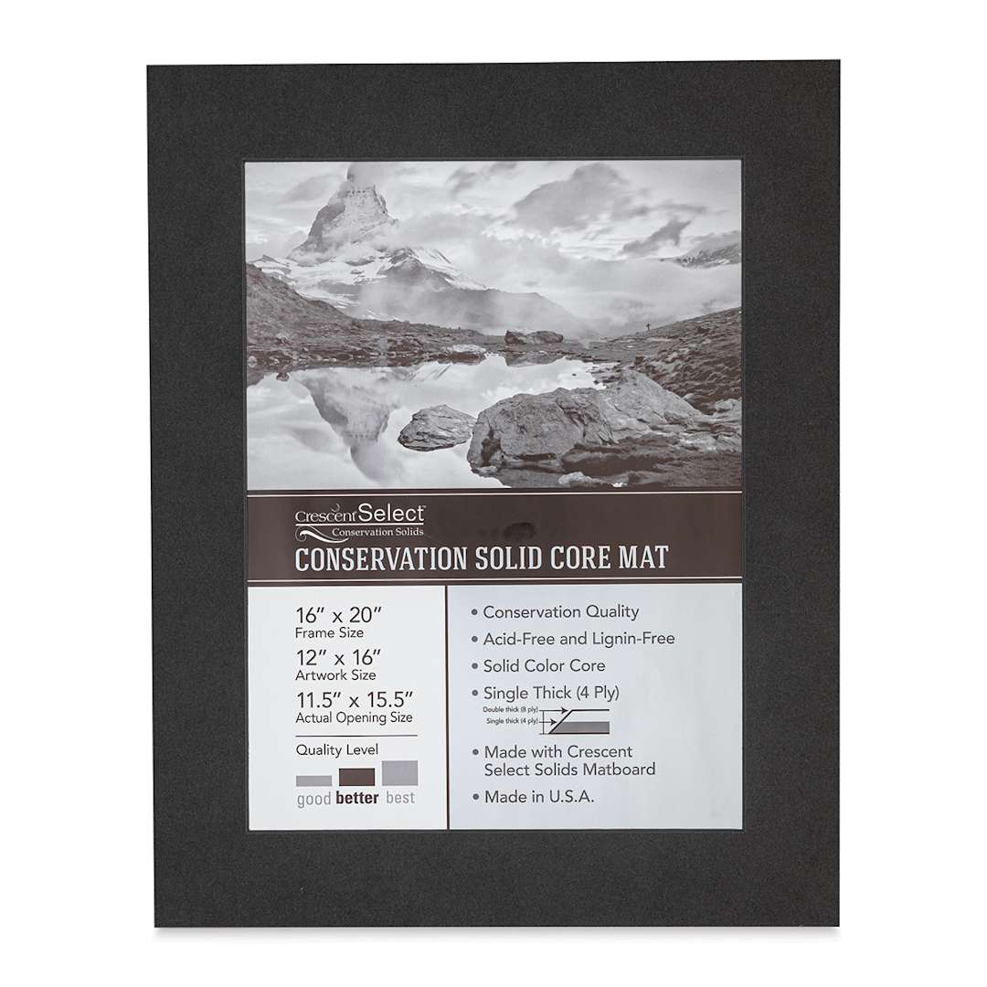 Open in modal - Crescent Select Conservation Solids Pre-Cut Mat - Dark Gray, 4 ply, 16" x 20"