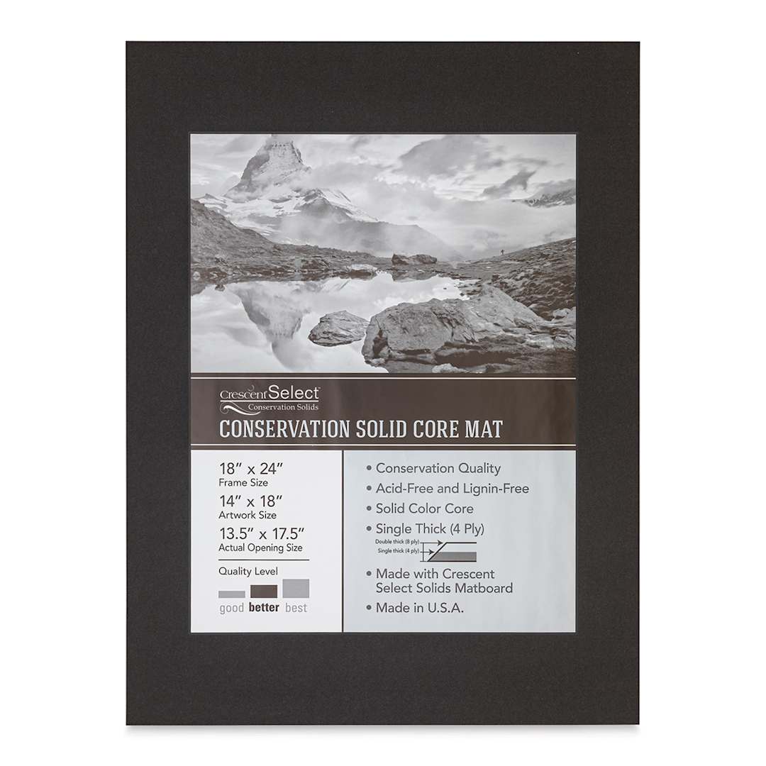 Open in modal - Crescent Select Conservation Solids Pre-Cut Mat - Dark Gray, 4 ply, 18" x 24"